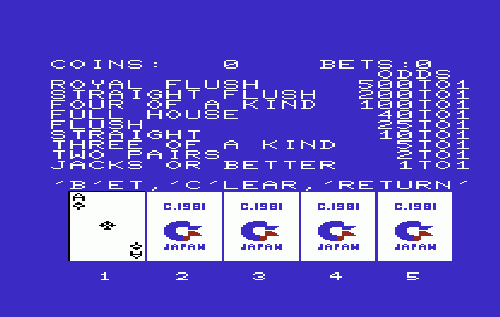 Poker screenshot 2 for Vic-20